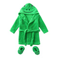 Baby Plush Bathrobe Footwear Cute Cartoon Duck Animal Robe Unisex Boys Girls Flannel Hooded Fleece Bathrobe (US Age 6 Months 12 Months Green)