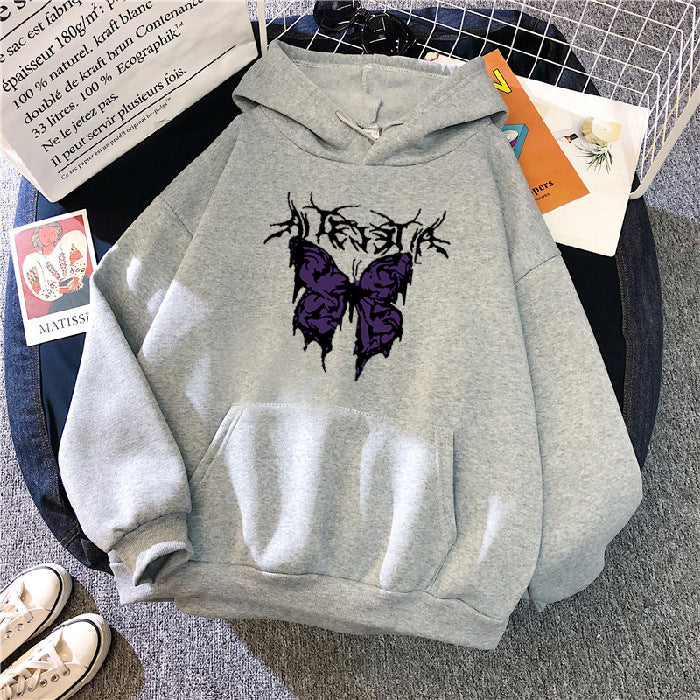 Punk Big Butterfly Hoodie - Harajuku Dark Style