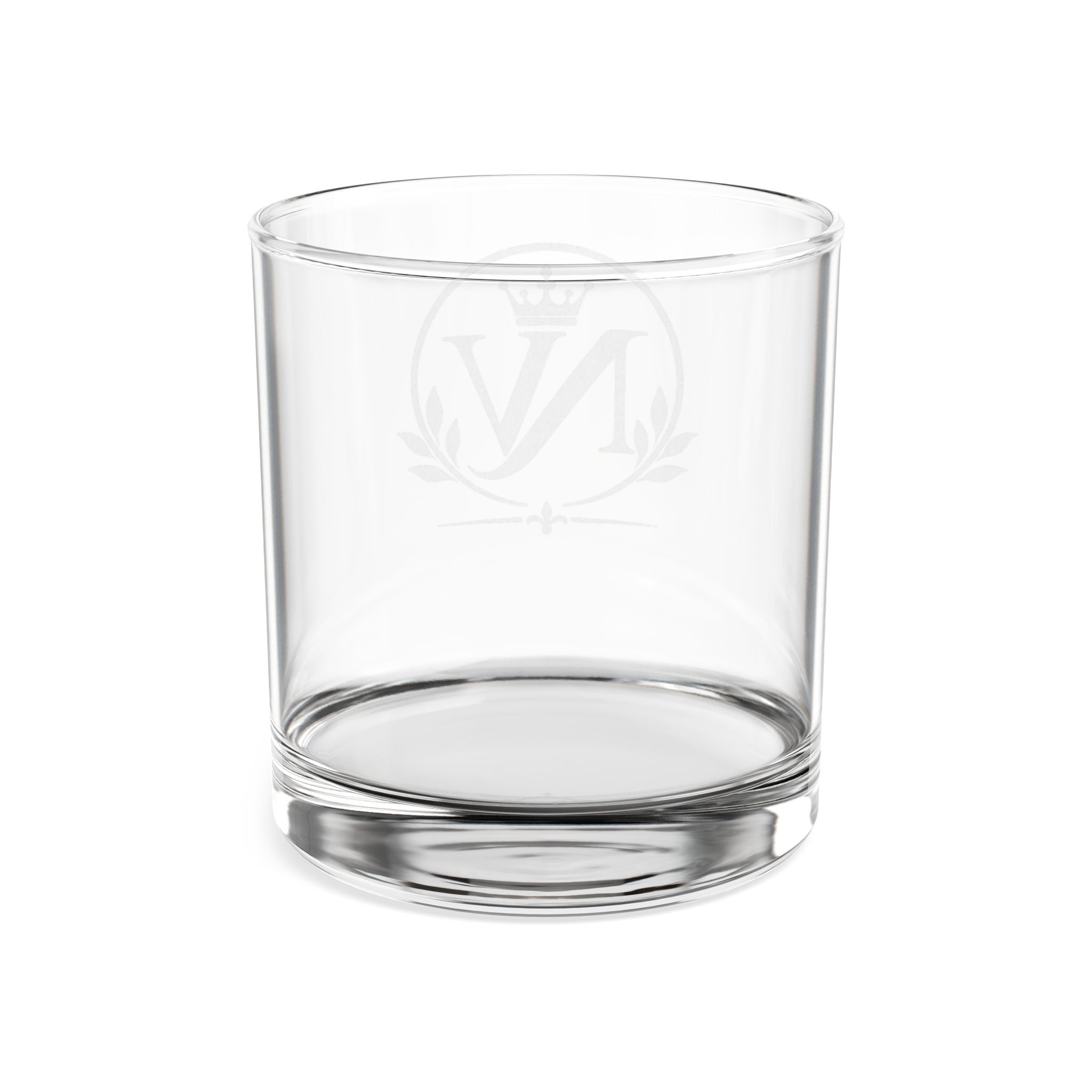 Engraved Whiskey Glass 10.5oz — Personalized Monogram Crown Rocks Glass