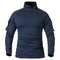 CARWORNIC Mens Military Tactical Combat Shirt Long Sleeve Outdoor Army T Shirt (Navy Blue US XXL)