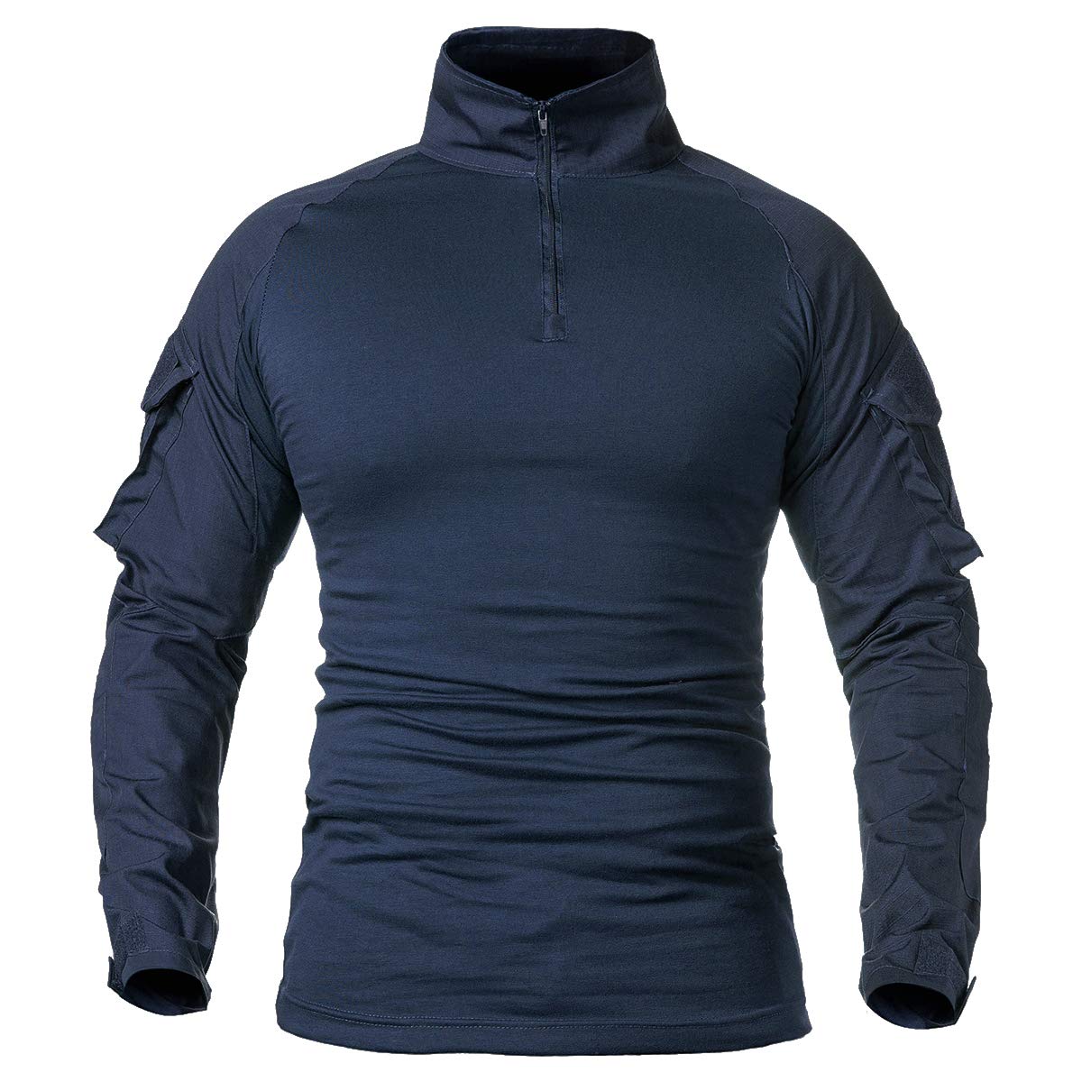 CARWORNIC Mens Military Tactical Combat Shirt Long Sleeve Outdoor Army T Shirt (Navy Blue US XXL)