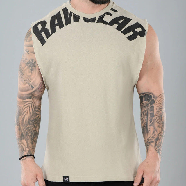 Men's Sleeveless Heavy Cotton Fitness Vest for Summer
