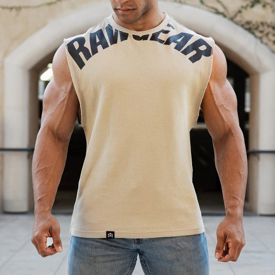 Men's Sleeveless Heavy Cotton Fitness Vest for Summer
