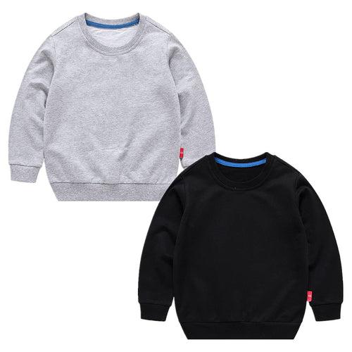 AdaliaFaye Unisex Kids Solid Cotton Thin Pullover Casual Sweatshirt Toddler Baby Crewneck Long Sleeve T-shirts Tops