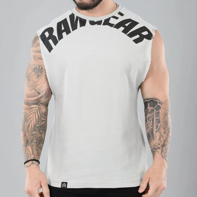 Men's Sleeveless Heavy Cotton Fitness Vest for Summer