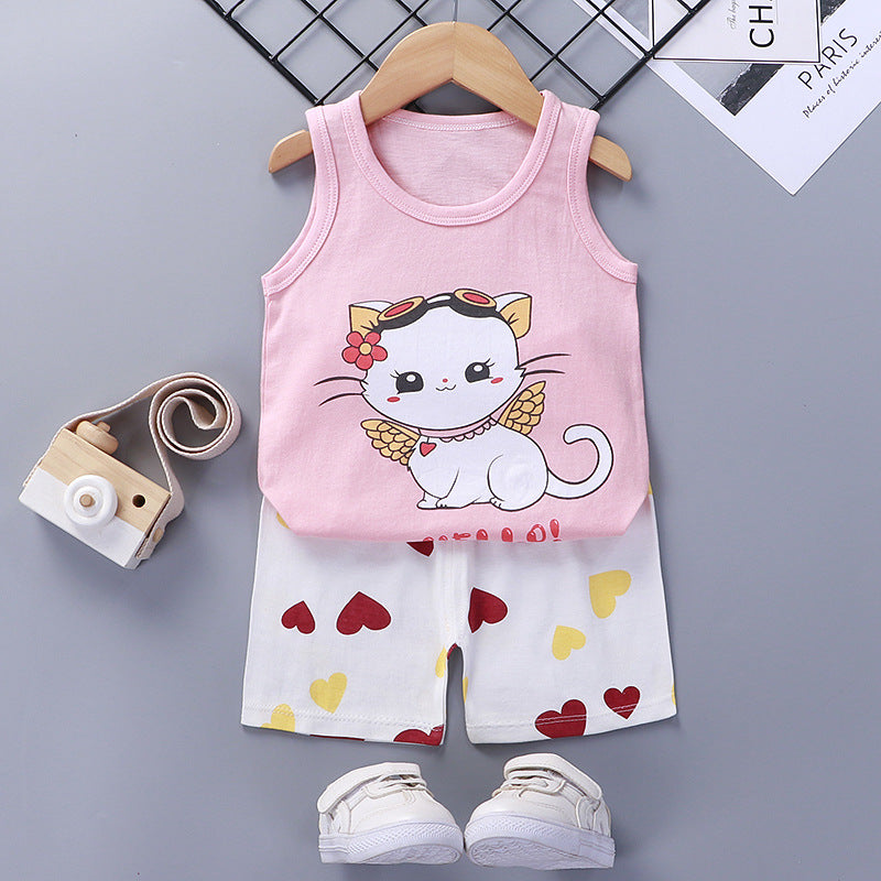 Cotton Summer Vest and Shorts Set for Kids