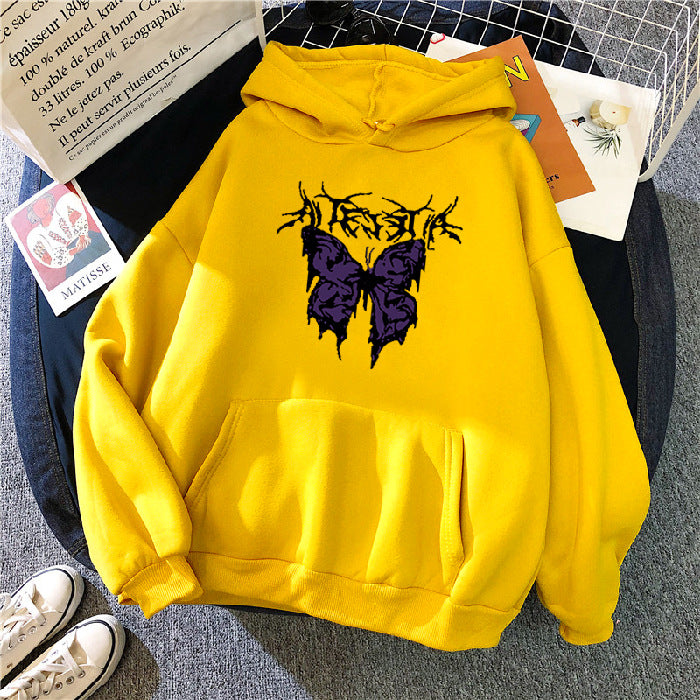 Punk Big Butterfly Hoodie - Harajuku Dark Style