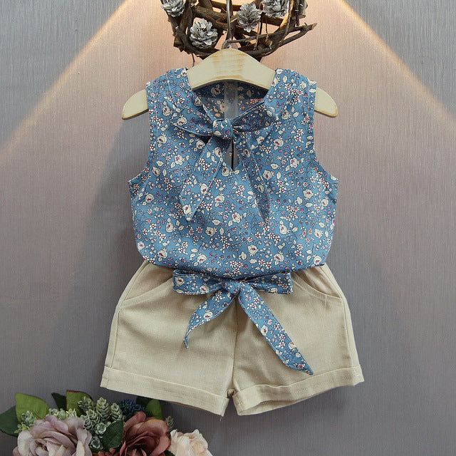 Summer Cotton Vest Two-Piece Sleeveless Set for Girls