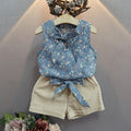 Summer Cotton Vest Two-Piece Sleeveless Set for Girls