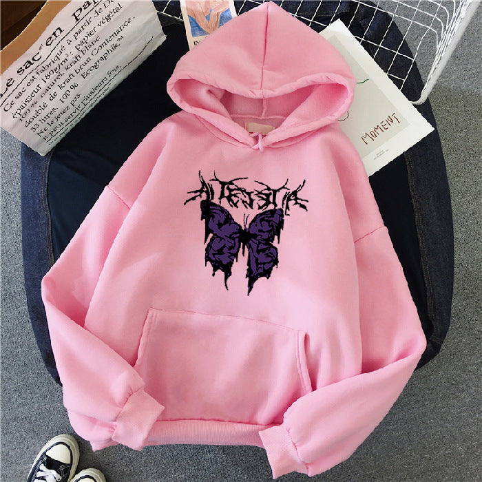 Punk Big Butterfly Hoodie - Harajuku Dark Style