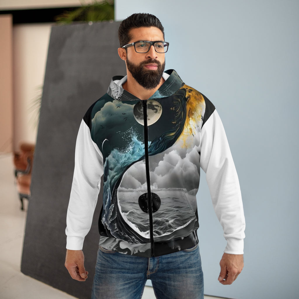 Galaxy Wave Zip Hoodie — Cosmic Ocean Zip-Up Hoodie