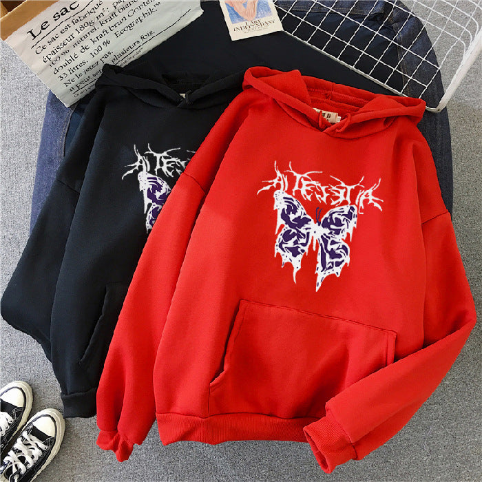 Punk Big Butterfly Hoodie - Harajuku Dark Style