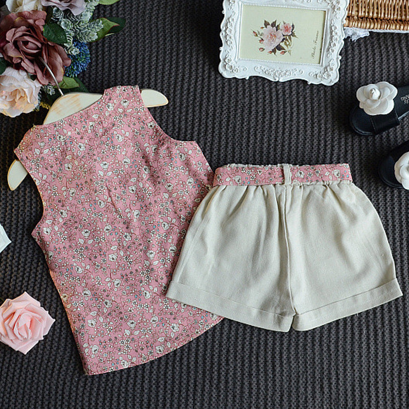 Summer Cotton Vest Two-Piece Sleeveless Set for Girls