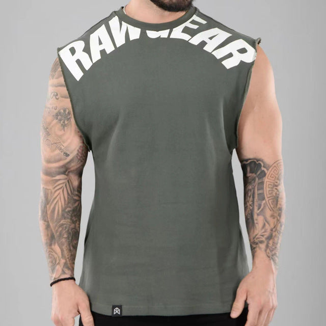 Men's Sleeveless Heavy Cotton Fitness Vest for Summer