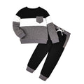 FOCICI 5T Boys Clothes Toddler Long Sleeve Patchwork Sweatshirt Pullover Tops + Casual Pocket Pants Fall Winter Outfits 2pcs Set Grey 4-5 Years