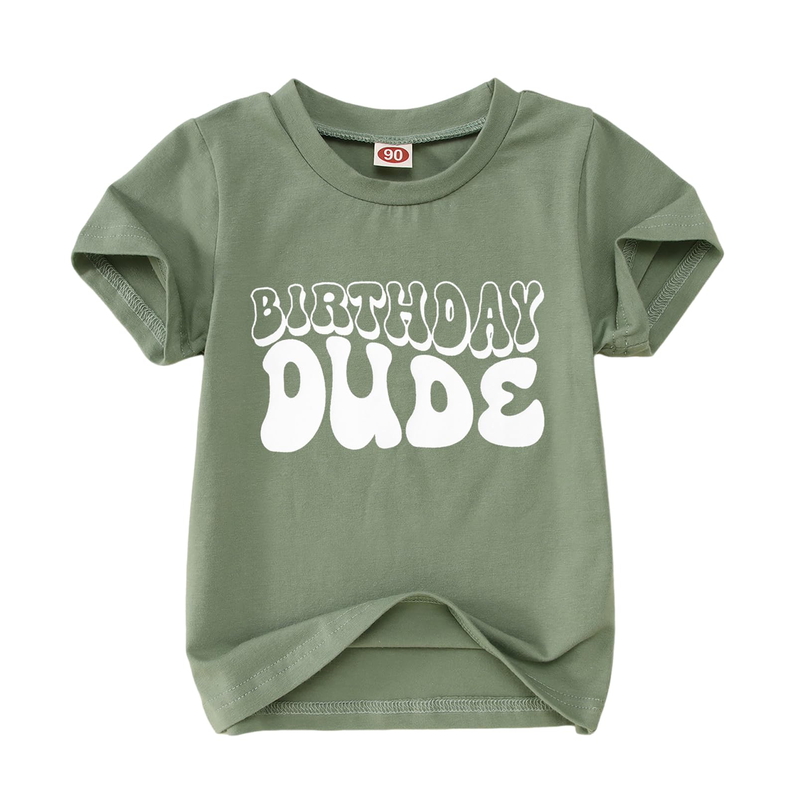KEKEMI Birthday Boy Shirt Toddler Baby Boys Birthday Party T-Shirt Birthday Dude Letter Print Tee Tops Birthday Shirt Gift (Green 12-18 Months)