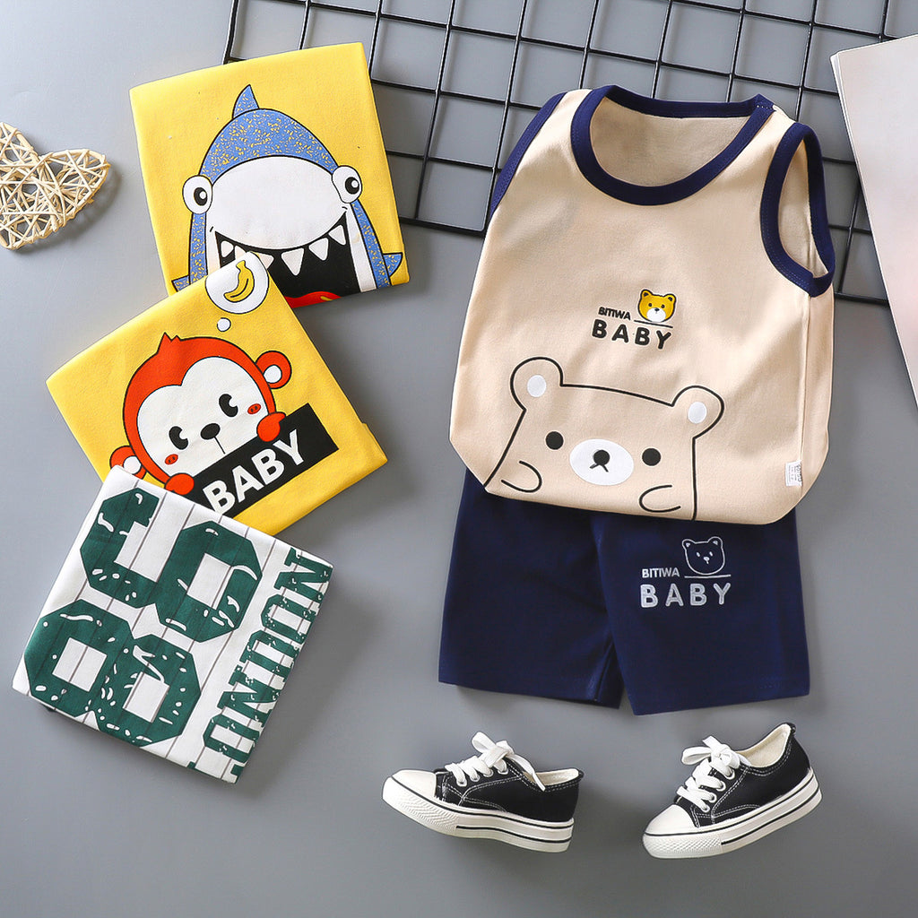 Cotton Summer Vest and Shorts Set for Kids