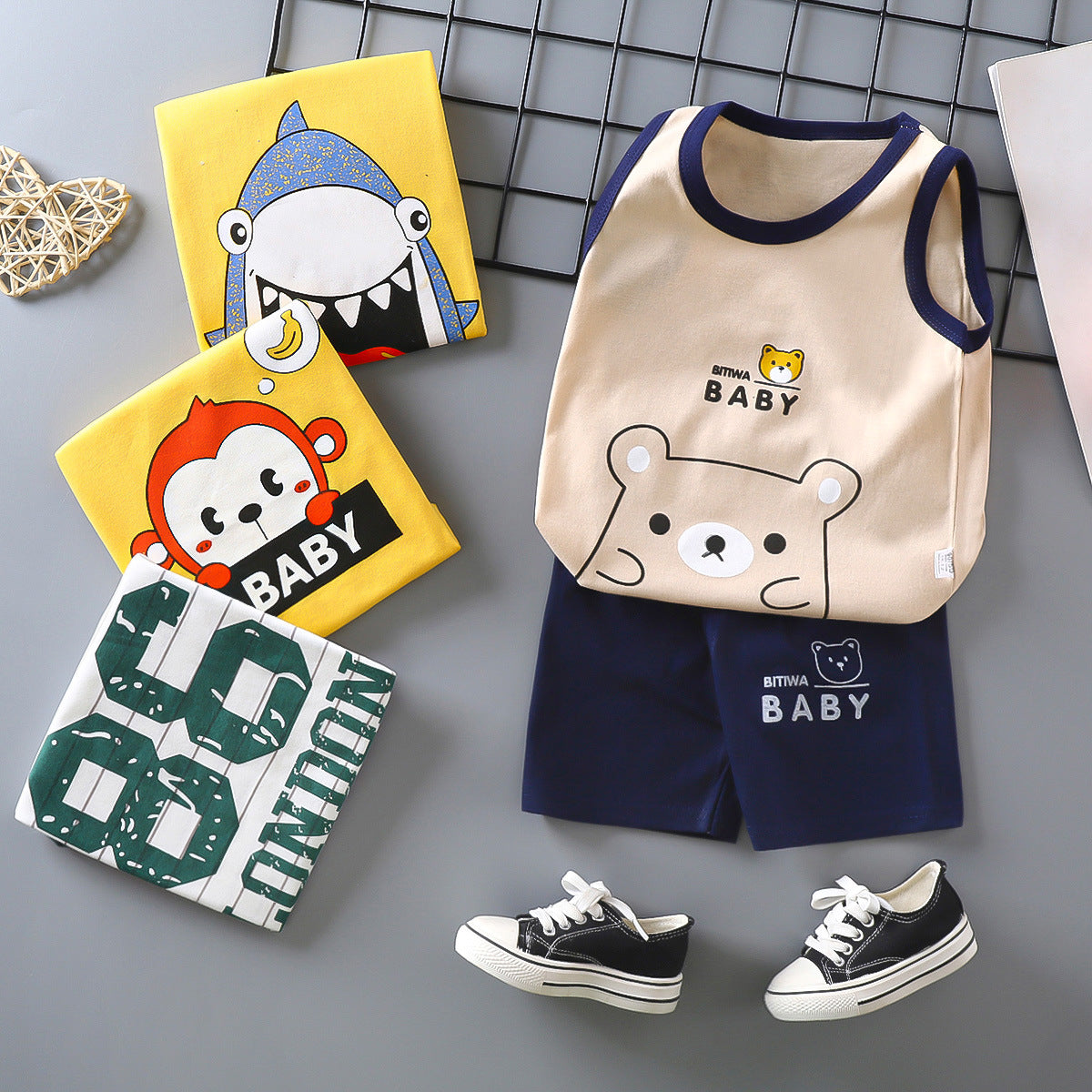 Cotton Summer Vest and Shorts Set for Kids