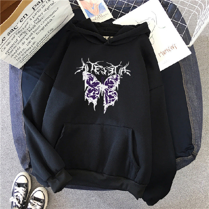 Punk Big Butterfly Hoodie - Harajuku Dark Style