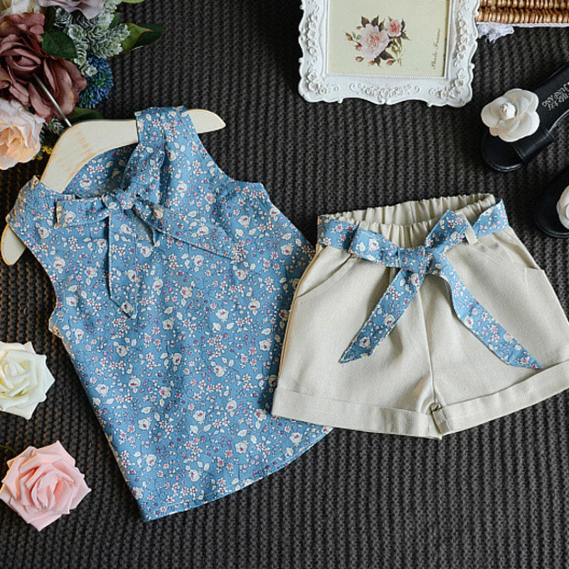 Summer Cotton Vest Two-Piece Sleeveless Set for Girls