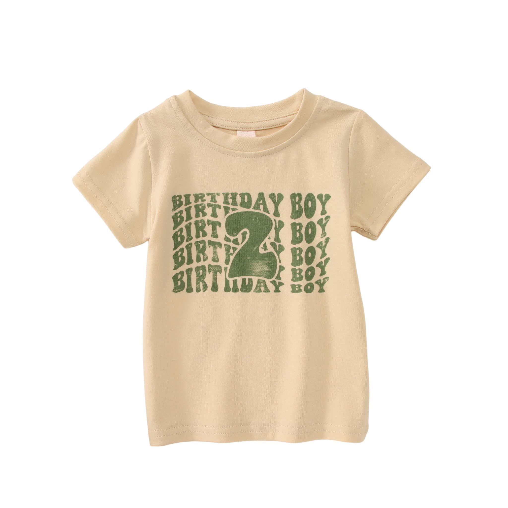 Toddler Baby 2nd Birthday Boy T-Shirt Cute 2 Year Old Birthday Printed Shirt Casual Short Sleeve Second Birthday Top Tee (Green 2T)