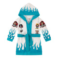 MINI RONIN MMA Baby Bathrobe Collection - 100% Cotton Unisex Hooded Bathrobes for Boys & Girls Fun Graphic Designs (US Age 12 Months White-Turquoise)