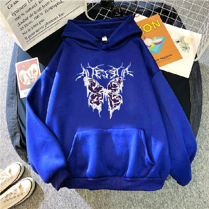 Punk Big Butterfly Hoodie - Harajuku Dark Style
