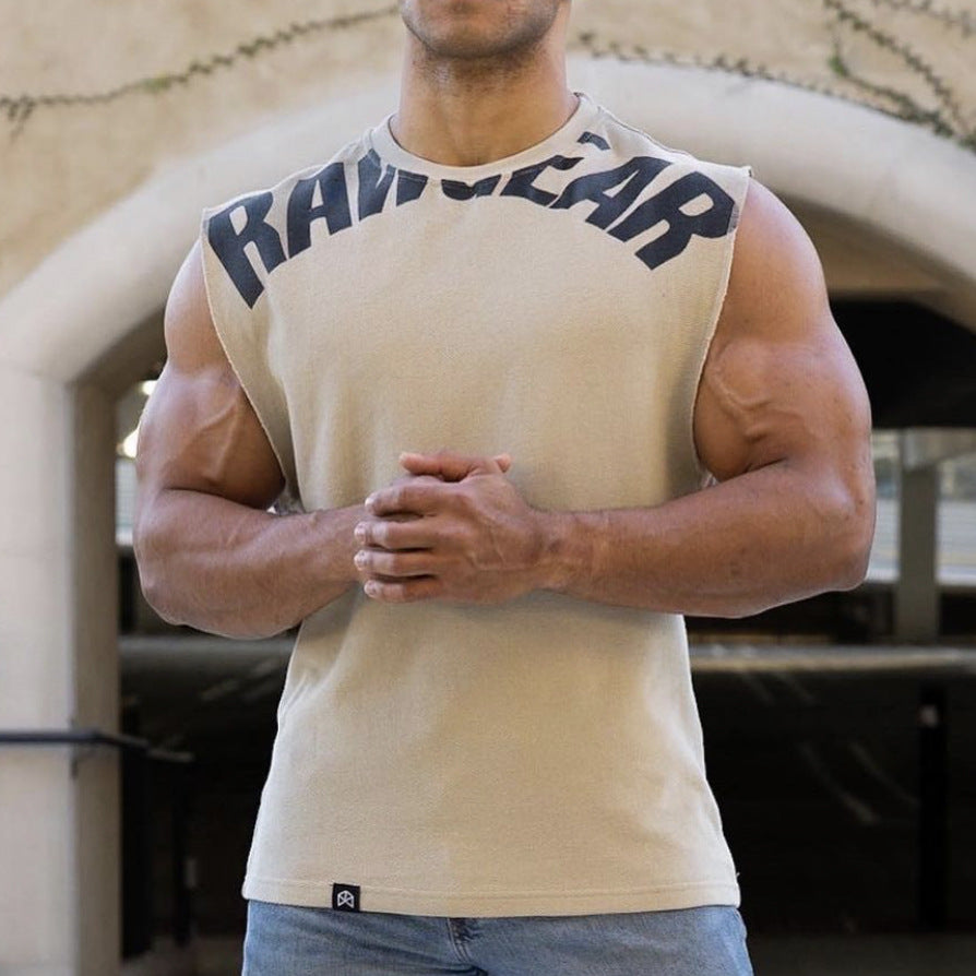 Men's Sleeveless Heavy Cotton Fitness Vest for Summer