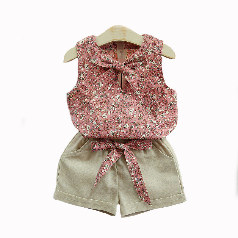 Summer Cotton Vest Two-Piece Sleeveless Set for Girls