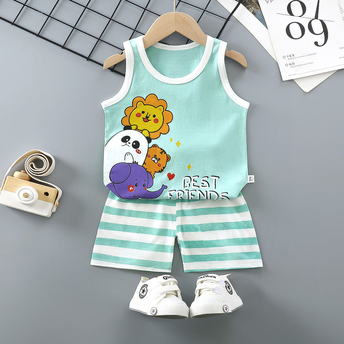 Cotton Summer Vest and Shorts Set for Kids