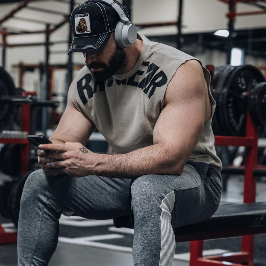 Men's Sleeveless Heavy Cotton Fitness Vest for Summer