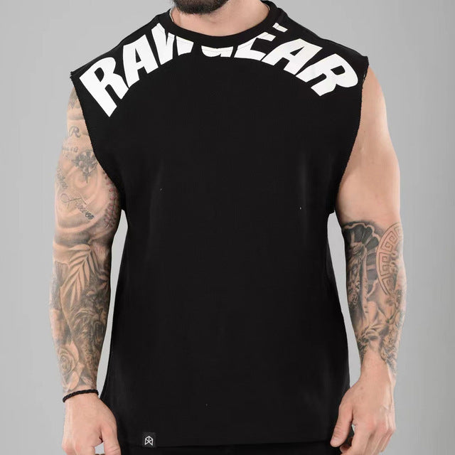 Men's Sleeveless Heavy Cotton Fitness Vest for Summer