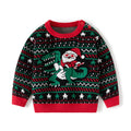JAYPEIER Ugly Christmas Knitted Sweater for Baby Boys Girls Toddlers Dinosaur Santa Claus Design (US Age 9 Months 12 Months Santa Claus&Dinosaurs)