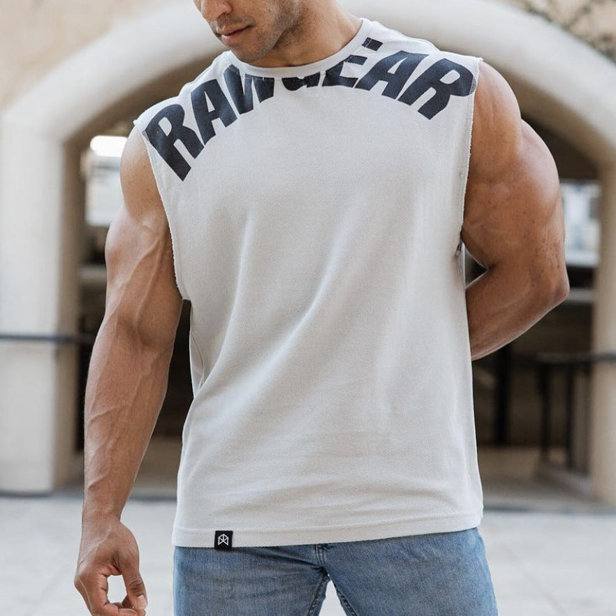 Men's Sleeveless Heavy Cotton Fitness Vest for Summer